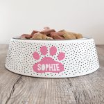Personalised Dog Bowl - Paw Print Pink