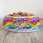 Personalised Dog Bowl - Rainbow Vibes