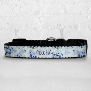Personalised Dog Collar - Roses Are Blue