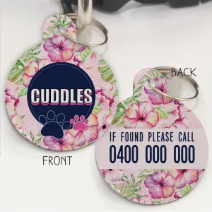 Personalised Pet Id Tags - Risky Hibiscus