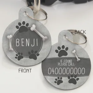 Personalised Pet Id Tags - Grey Stripes