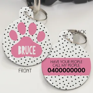 Personalised Pet Id Tags - Paw Print Pink
