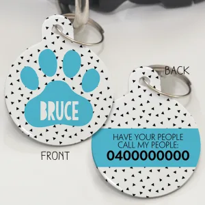 Personalised Pet Id Tags - Paw Print Blue
