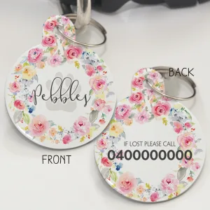Personalised Pet Id Tags - Floral Wreath