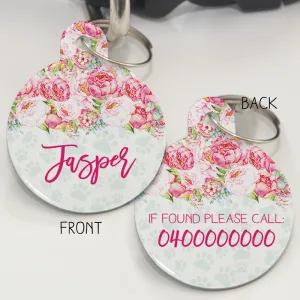 Personalised Pet Id Tags - Minty Floral