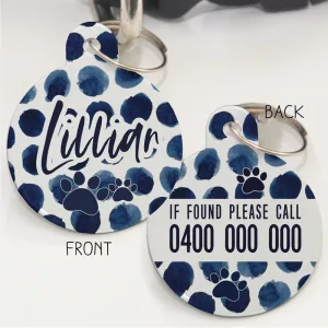 Personalised Pet Id Tags - Blue Dots