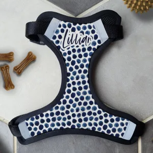 Personalised Dog Harness - Blue Dots