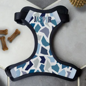 Personalised Dog Harness - Camo Blue