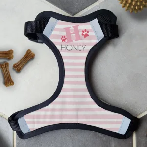 Personalised Dog Harness - Initial Stripes Pink