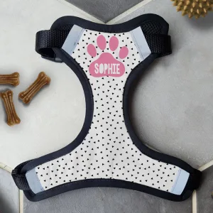 Personalised Dog Harness - Paw Print Pink
