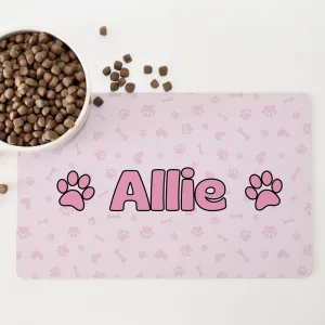 Personalised Non Slip Pet Bowl Mat - So Loved Strawberry