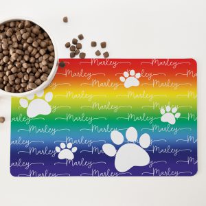 Personalised Non Slip Pet Bowl Mat - Just Ombre Rainbow