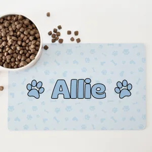 Personalised Non Slip Pet Bowl Mat - So Loved Blueberry