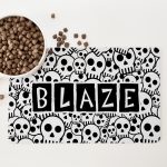 Personalised Non Slip Pet Bowl Mat - Skullz