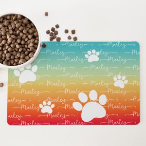 Personalised Non Slip Pet Bowl Mat - Just Ombre Sunset