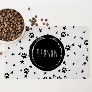 Personalised Non Slip Pet Bowl Mat - To The Moon