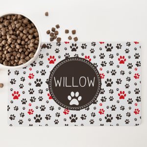 Personalised Non Slip Pet Bowl Mat - So Many Paws
