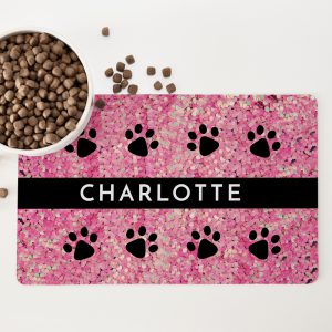 Personalised Non Slip Pet Bowl Mat - All The Glam
