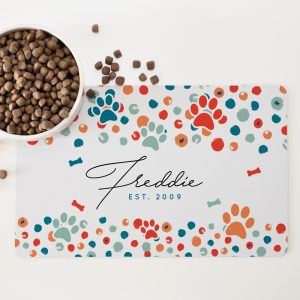 Personalised Non Slip Pet Bowl Mat - All The Dots