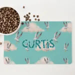 Personalised Non Slip Pet Bowl Mat - Don't Chase The Seagulls
