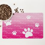 Personalised Non Slip Pet Bowl Mat - Just Ombre Raspberry