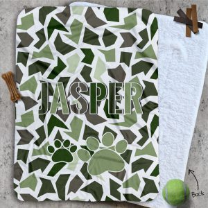 Personalised Dog Blankets - Camo Green