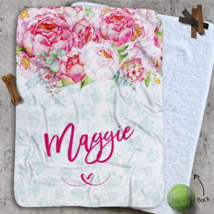 Personalised Dog Blankets - Minty Floral