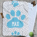 Personalised Dog Blankets - Paw Print Blue