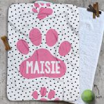 Personalised Dog Blankets - Paw Print Pink