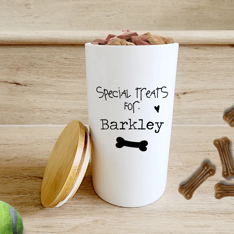 Personalised Ceramic Dog Treat Jars - Bone