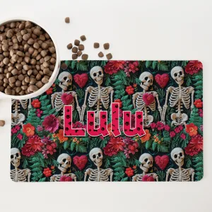 Personalised Non Slip Pet Bowl Mat - Day Of The Dead