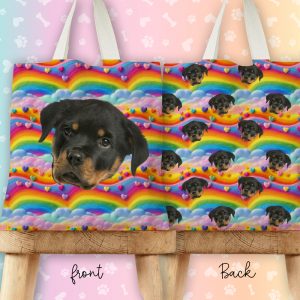 Personalised Pet Face Tote Bag - Rainbow Vibes