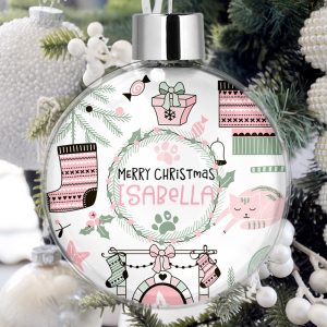 Personalised Pet Christmas Tree Bauble Decorations - Kitty Winter Wonderland