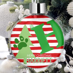 Personalised Pet Christmas Tree Bauble Decorations - Trees & Stripes