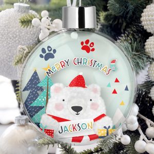 Personalised Pet Christmas Tree Bauble Decorations - Polar Bear