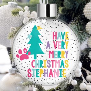 Personalised Pet Christmas Tree Bauble Decorations - Have A Very Merry Christmas Pastels