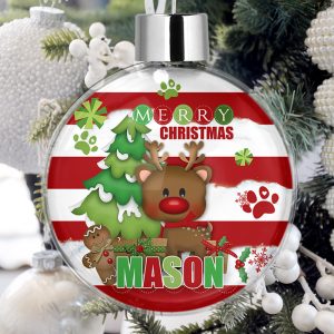 Personalised Pet Christmas Tree Bauble Decorations - Cute Reindeer