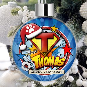 Personalised Pet Christmas Tree Bauble Decorations - Super Hero