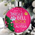 Personalised Pet Christmas Tree Bauble Decorations - Jingle Bell Rock Pink