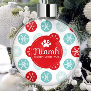 Personalised Pet Christmas Tree Bauble Decorations - Snowflakes