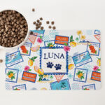 Personalised Non Slip Pet Bowl Mat - Bon Voyage