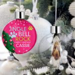 Personalised Pet Christmas Tree Bauble Decorations - Jingle Bell Rock Pink