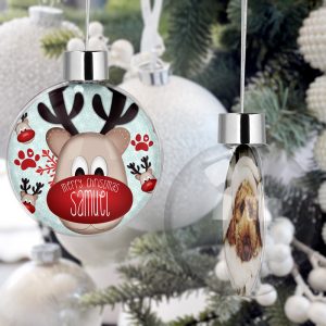 Personalised Pet Christmas Tree Bauble Decorations - Big Nosed Reindeer