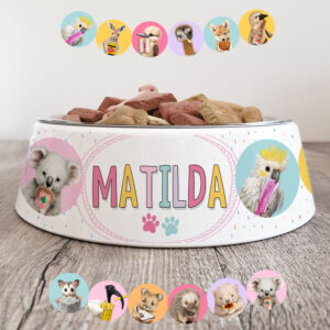 Personalised Dog Bowl - Aussie Faves Pink