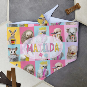 Personalised Dog Bandana Ties - Aussie Faves Pink